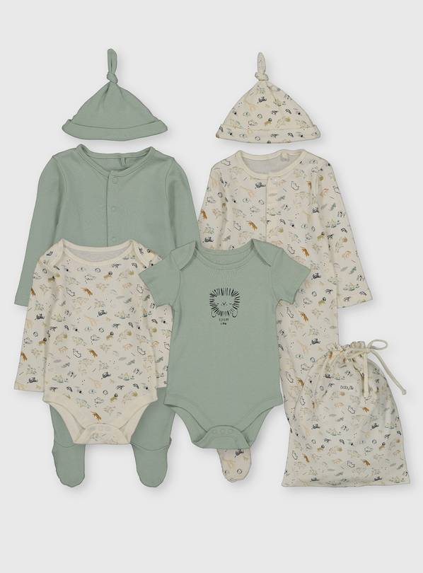 Cream & Green Safari 7 Piece Starter Set - 3-6 months